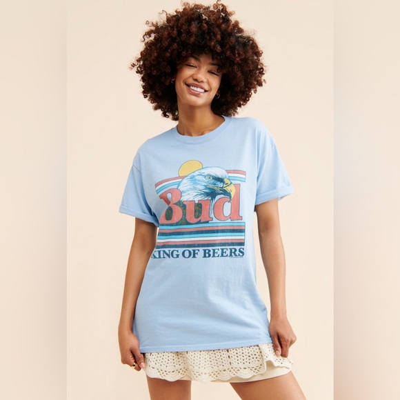 Junk Food Clothing x Budweiser Unisex Eagle King Beer Tee in Color Sky Blue - Picture 5 of 7